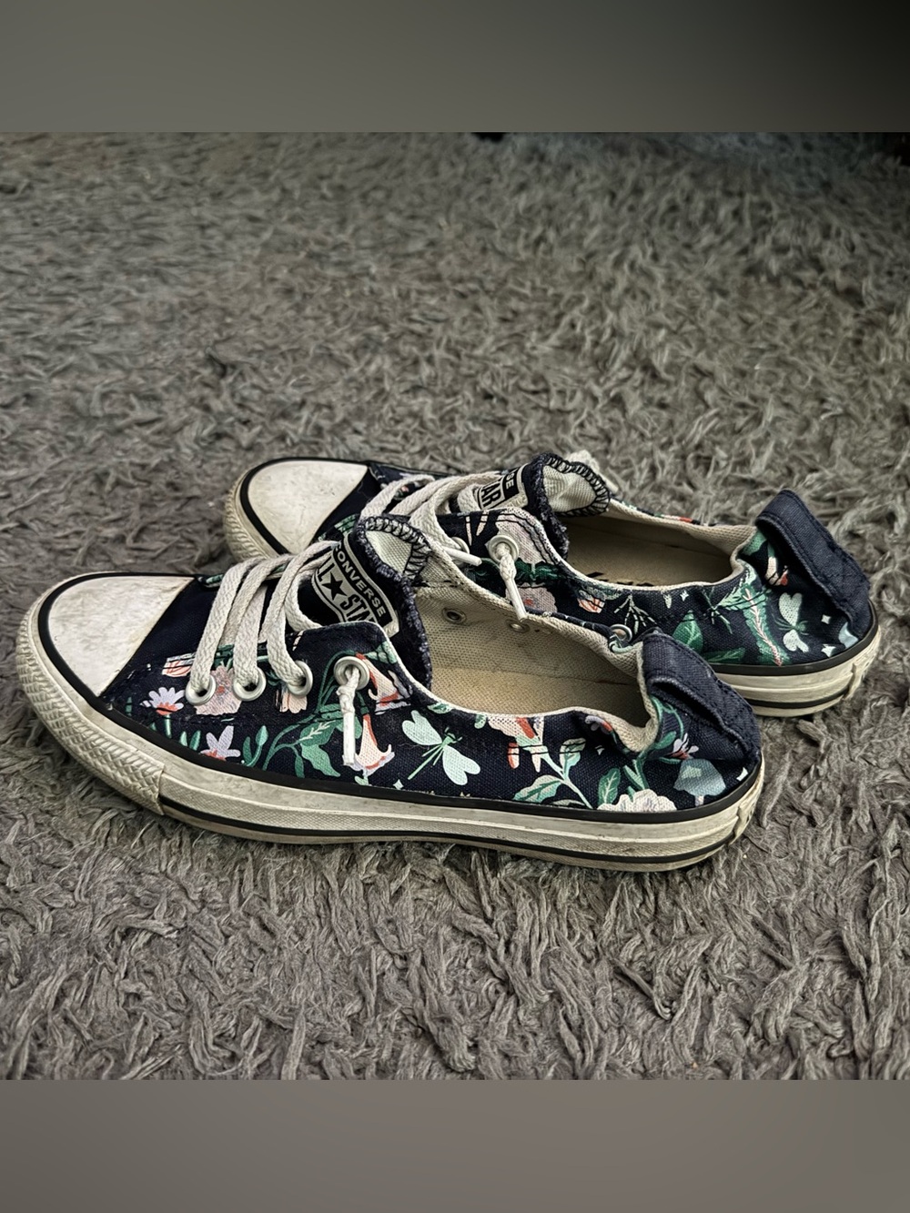 Converse Navy Floral Low Top Canvas Sneakers